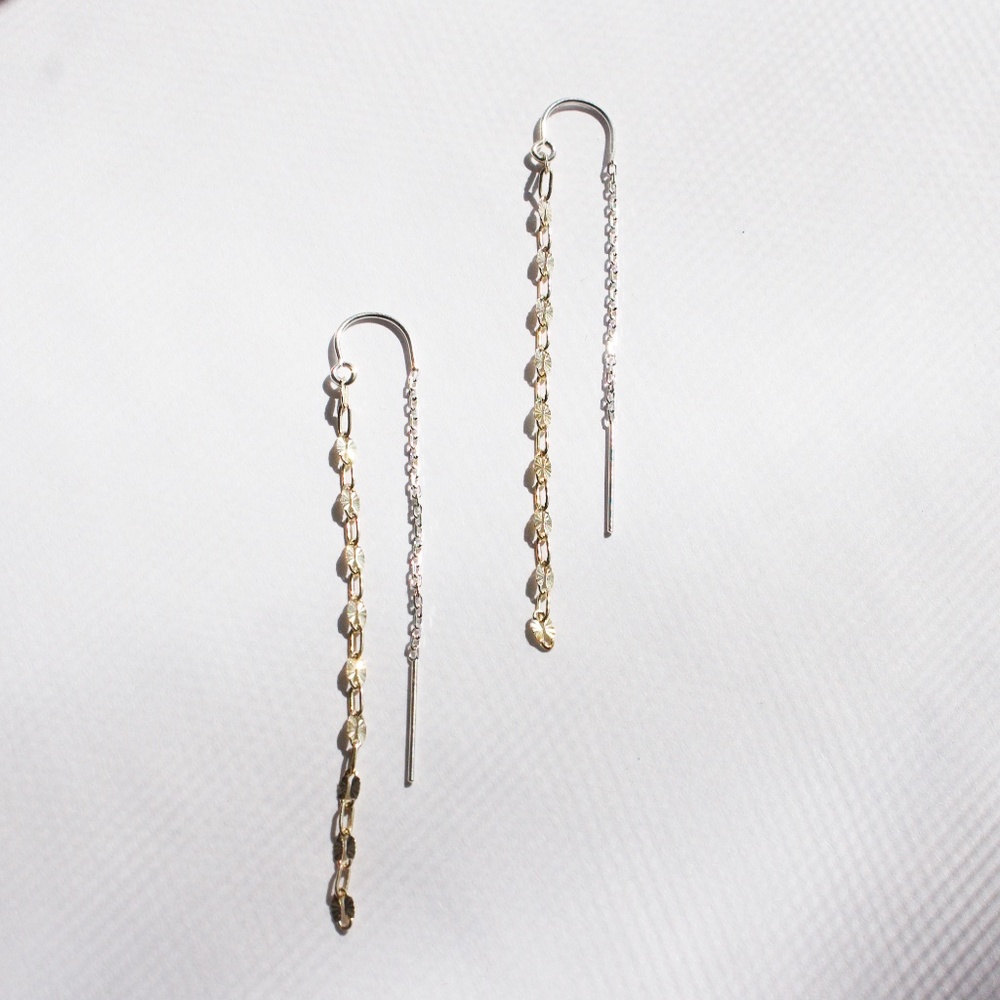 Sterling Silver Thin Marina Flat Textured Chain Threaders